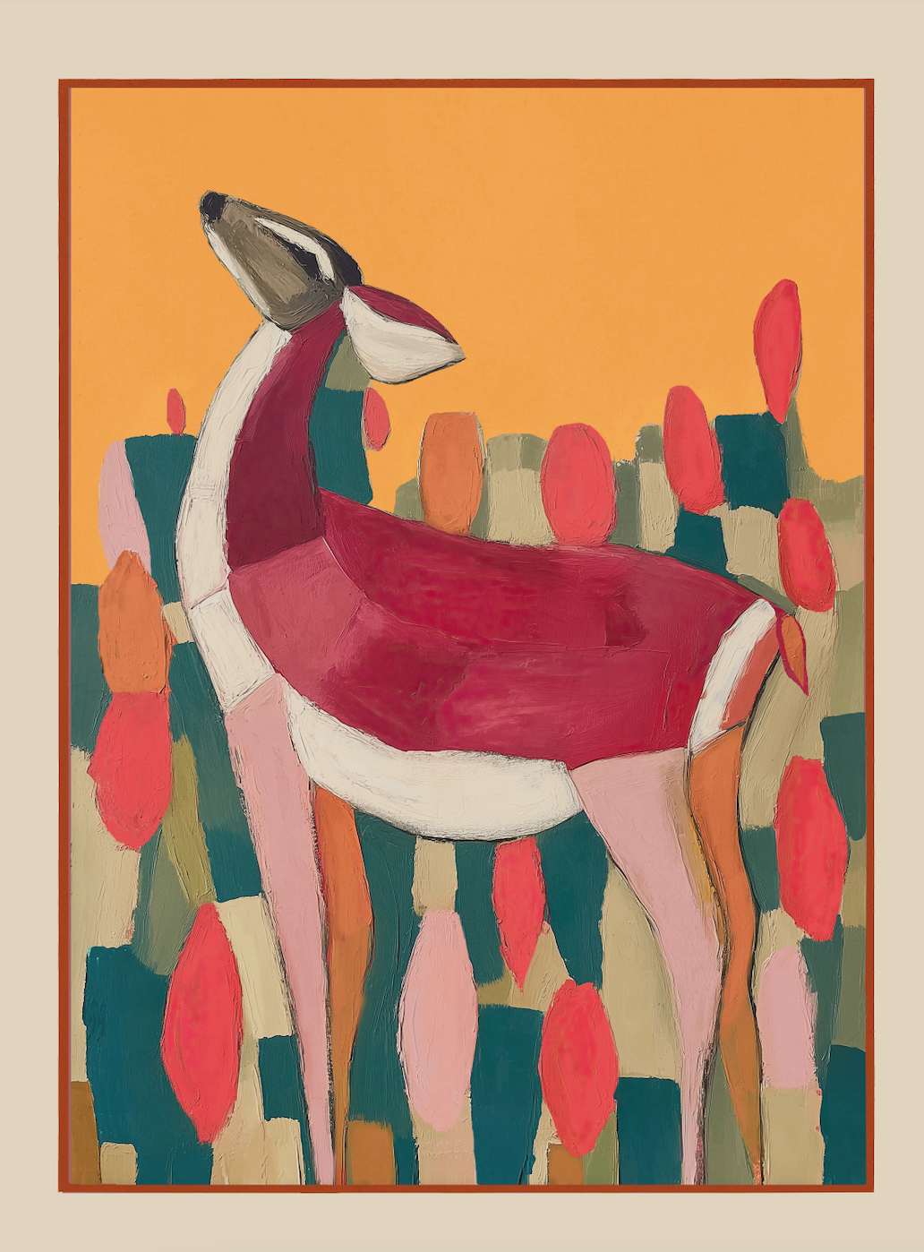 CRIMSON DEER - Art Print by Branka Kodžoman