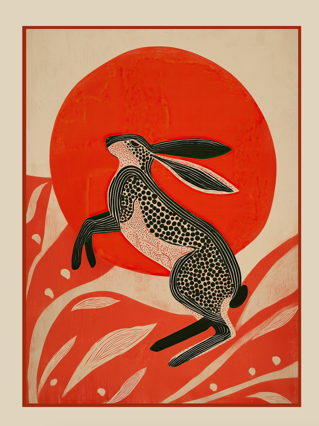 HARE AND THE RED SUN - Art Print by Branka Kodžoman