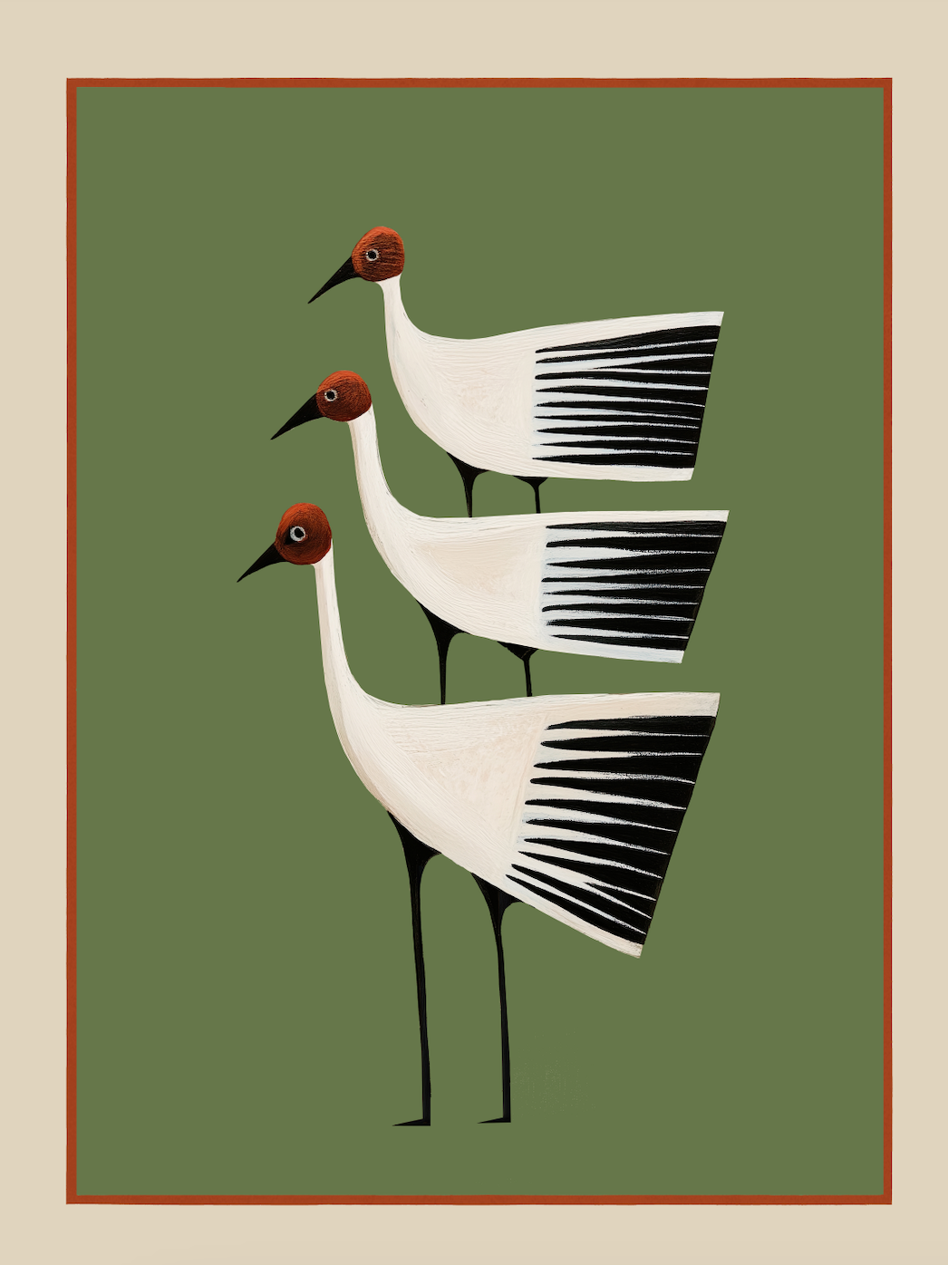 STRIPED BIRD TRIO - Art Print by Branka Kodžoman