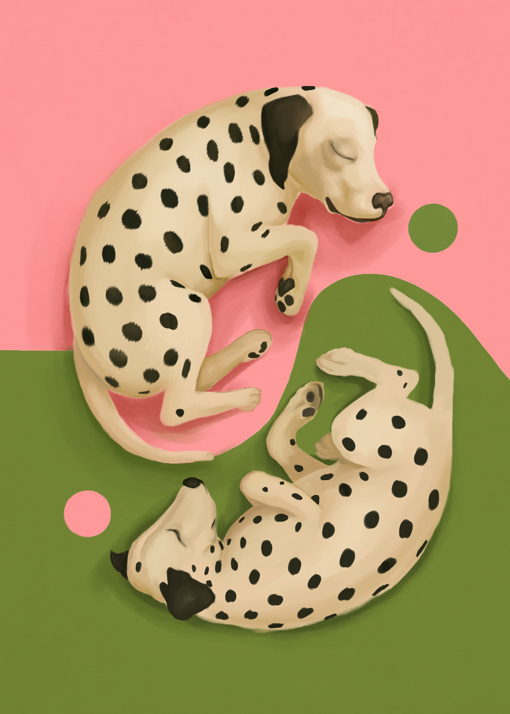 YIN AND YANG DALMATIONS - Art Print by Branka Kodžoman