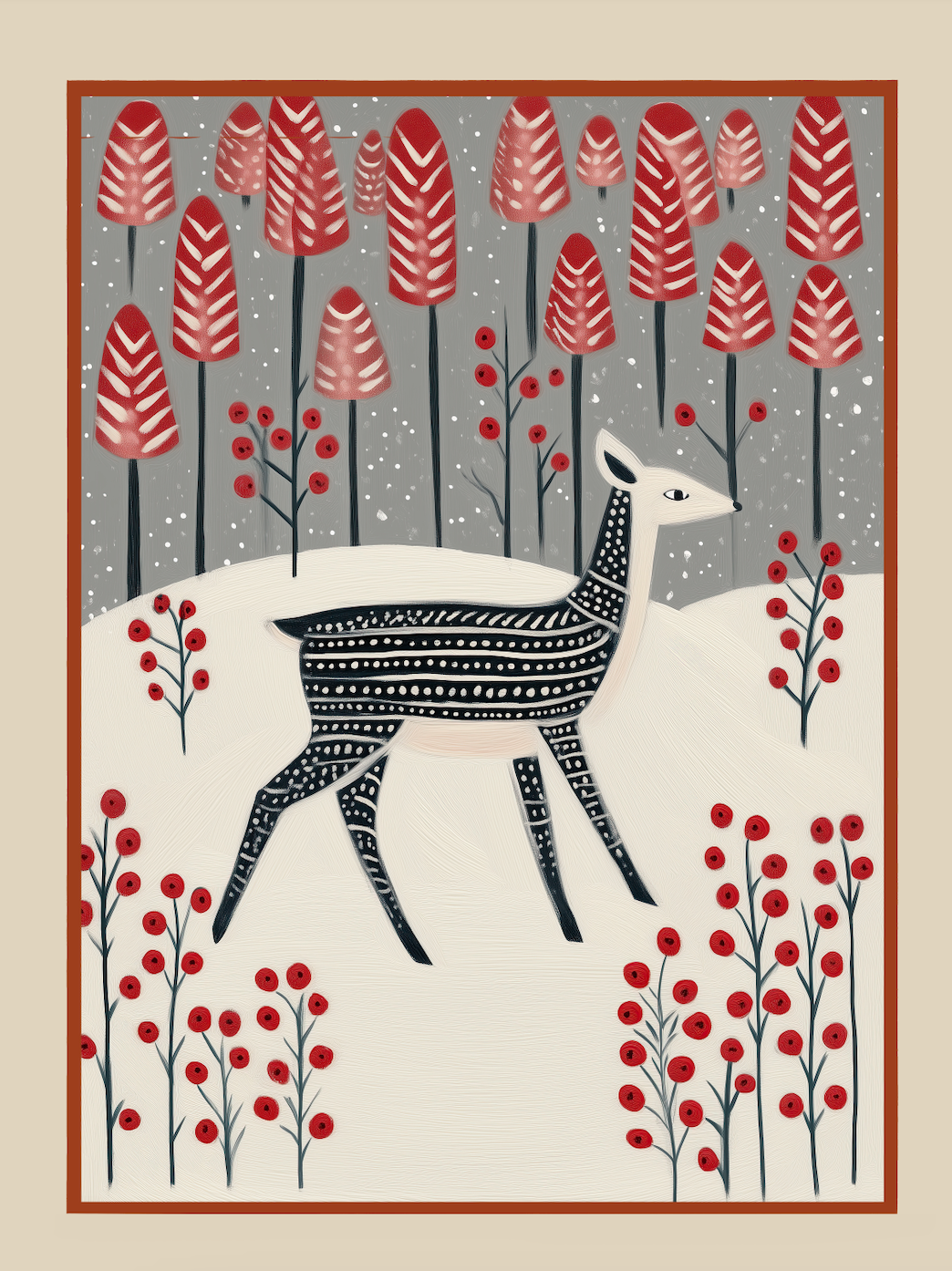 FAWN IN A WINTER LANDSCAPE - Art Print by Branka Kodžoman