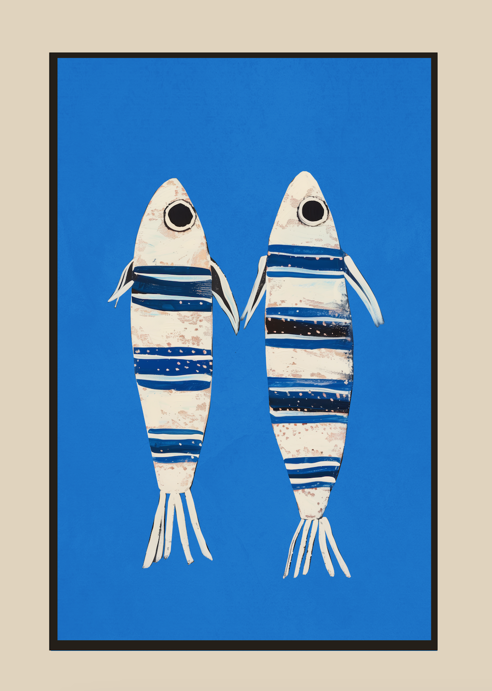 MINIMAL FISH ON BLUE - Art Print by Branka Kodžoman