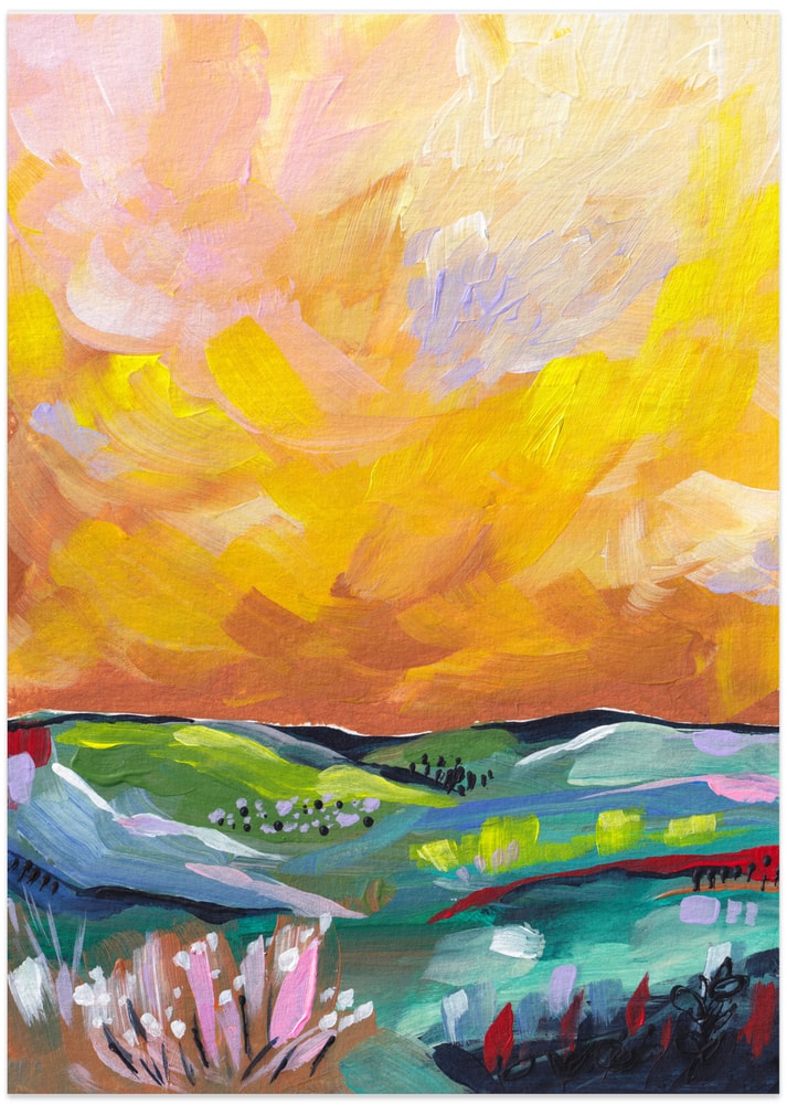 Vibrant Sunset Landscape - Art Print by Dirkie Nell