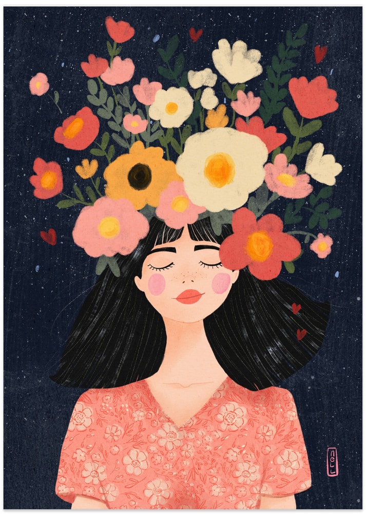 Blooming Mind Woman - Art Print by Dirkie Nell
