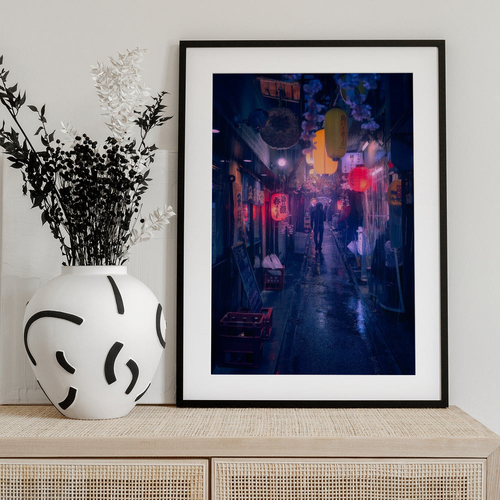 Tokyo Blue Rain - Art Print by Javier de la Torre