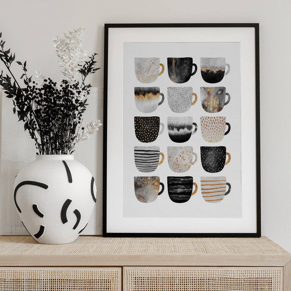 Pretty Coffee Cups - Art Print by Elisabeth Fredriksson