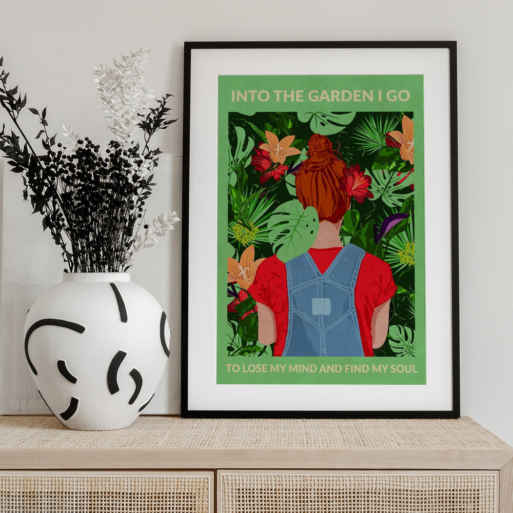Into the Garden (redhead & Light Green) - Art Print by WallChart Art Studio