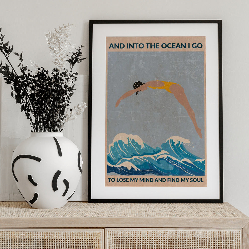 Into the Ocean (blue) Standard Wall Art - Art Print by WallChart Art Studio