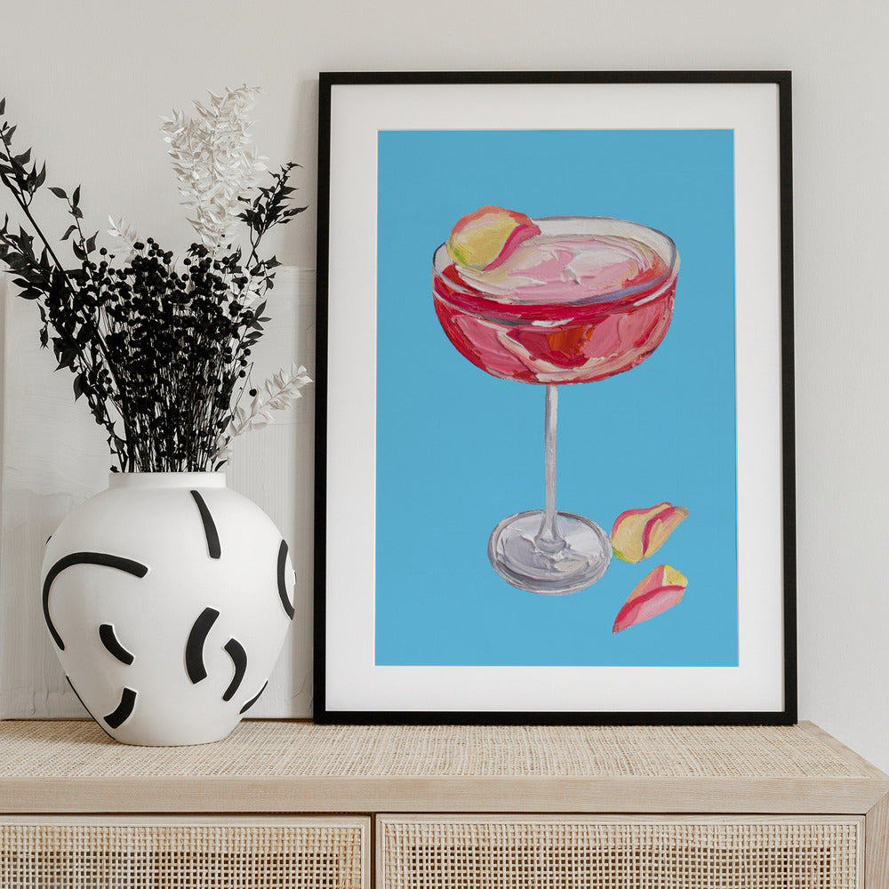 Sparkling Rose Gin Cocktail - Art Print by Alice Straker