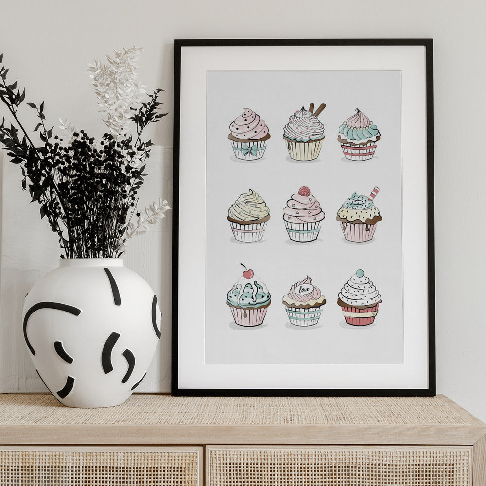 Sweet Cupcake Medley - Art Print by Martina