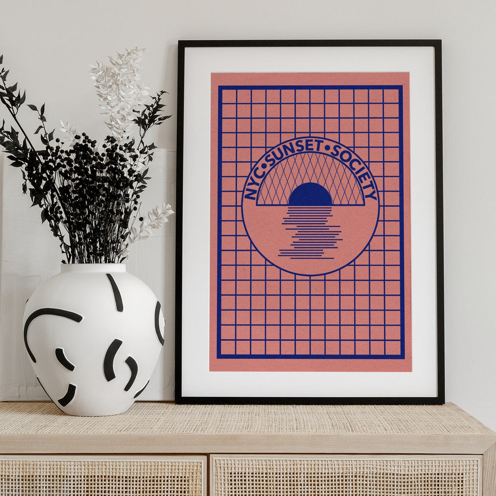 Nyc Sunset Society Blue - Art Print by Rosi Feist