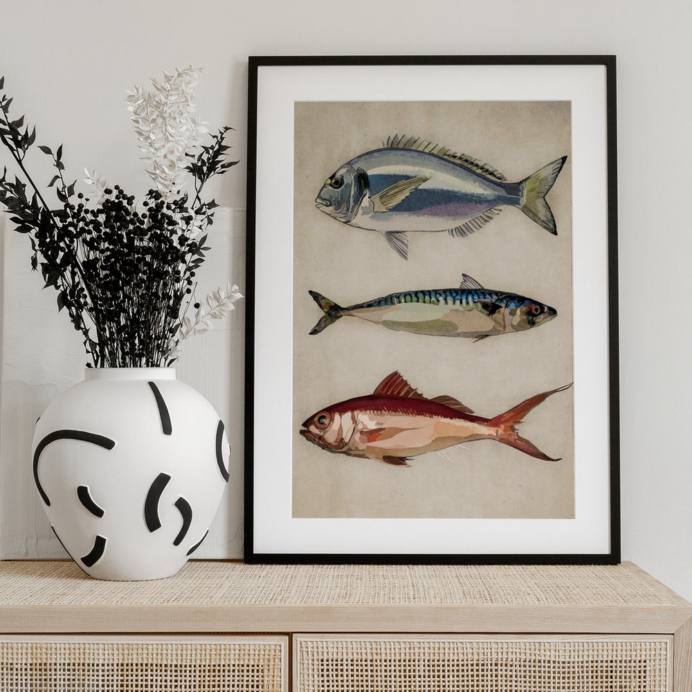 Trio of Ocean Life - Art Print by Emel Tunaboylu