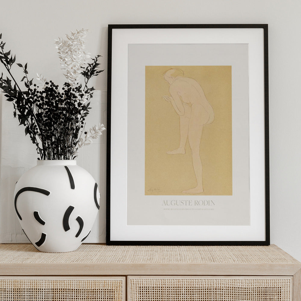 Figure Bending Forward With Right Knee Raised - Art Print by Auguste Rodin