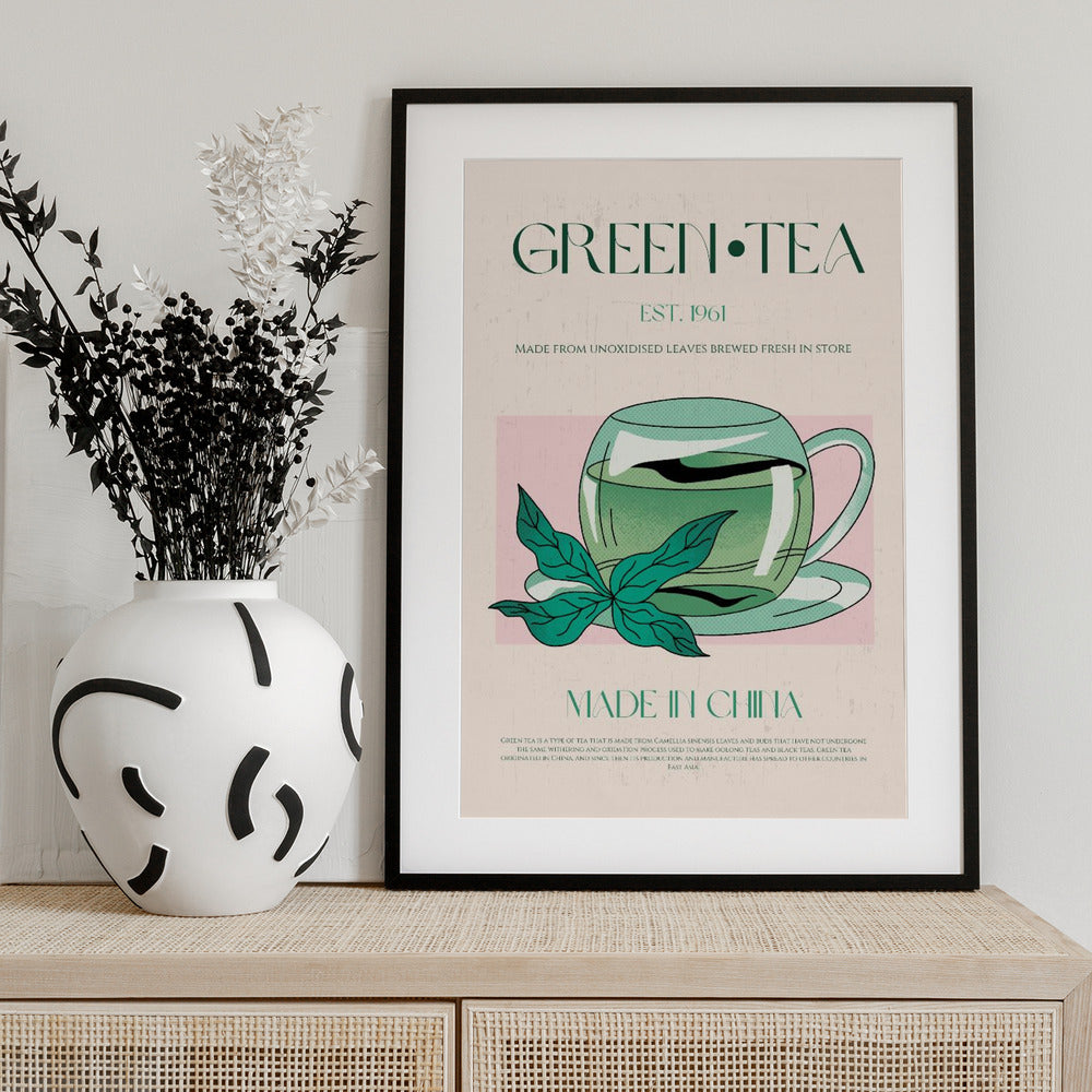 Green Tea Origins - Art Print by Nazma Khokhar