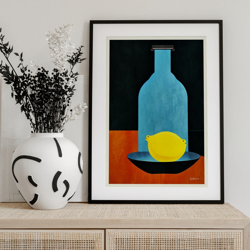 Bottle With (lonesome) Lemon : Skinny Bitch - Art Print by Bo Anderson