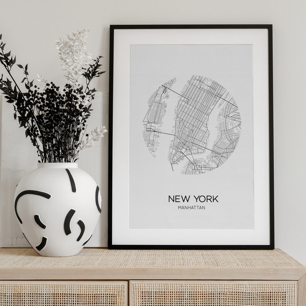 Manhattan Roads Map - Art Print by THE MIUUS STUDIO