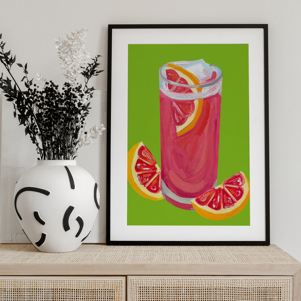 Grapefruit Paloma Pistachio - Art Print by Alice Straker
