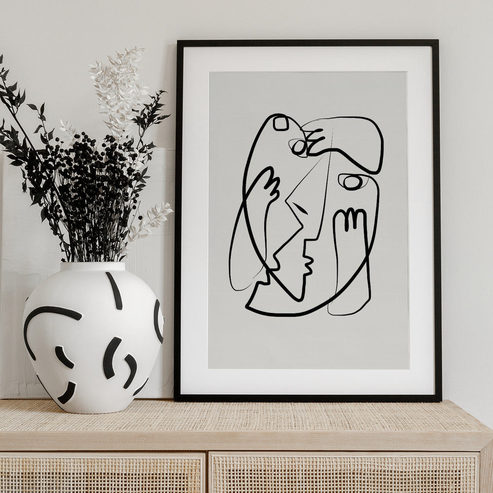 Entwined Faces In A Minimalist Style - Art Print by Little Dean