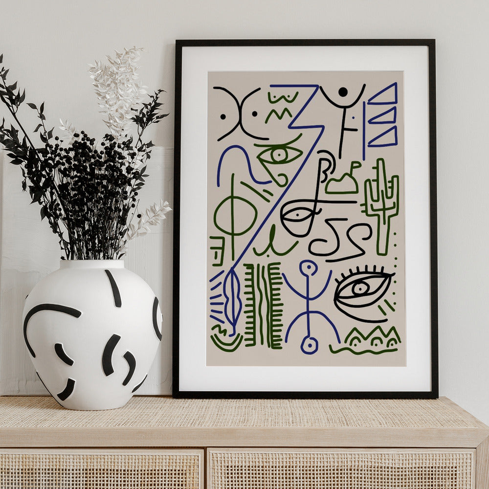 Line Art Bizarre Village Symbol - Art Print by Little Dean