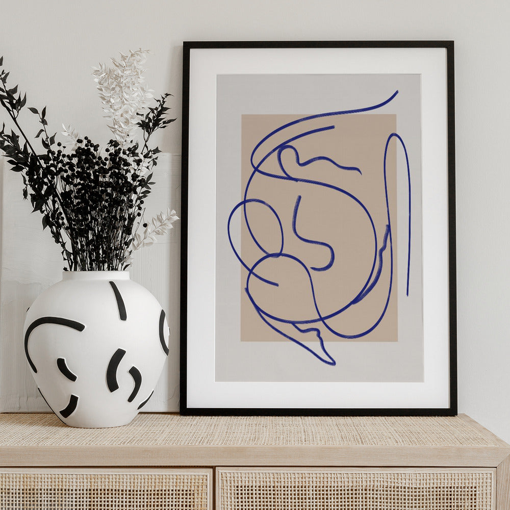 Abstract Blue Line Art 3 - Art Print by Little Dean