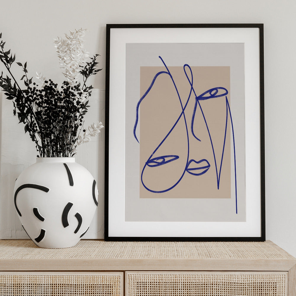 Abstract Blue Line Art - Art Print by Little Dean