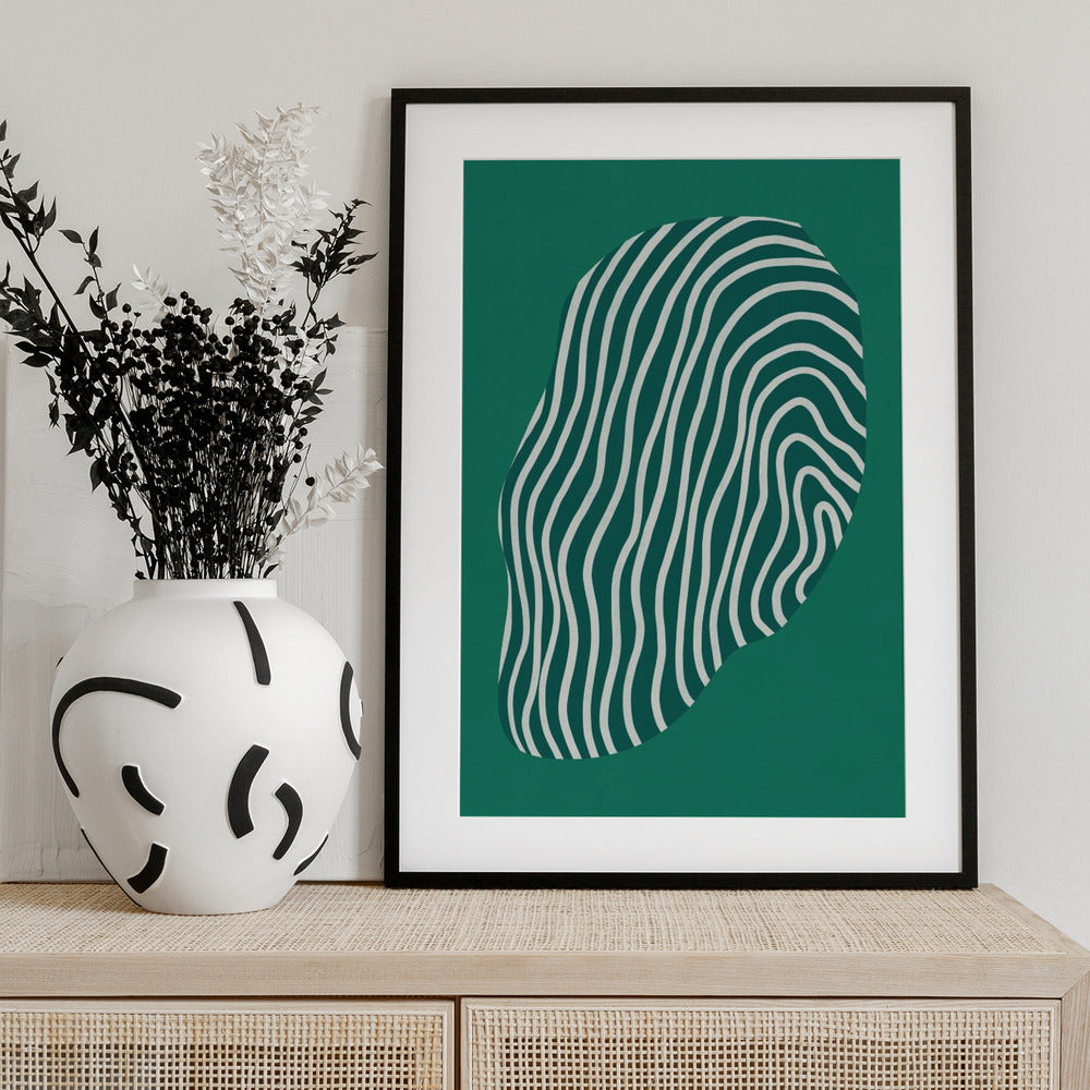 Line art confined in space-green - Art Print by Little Dean