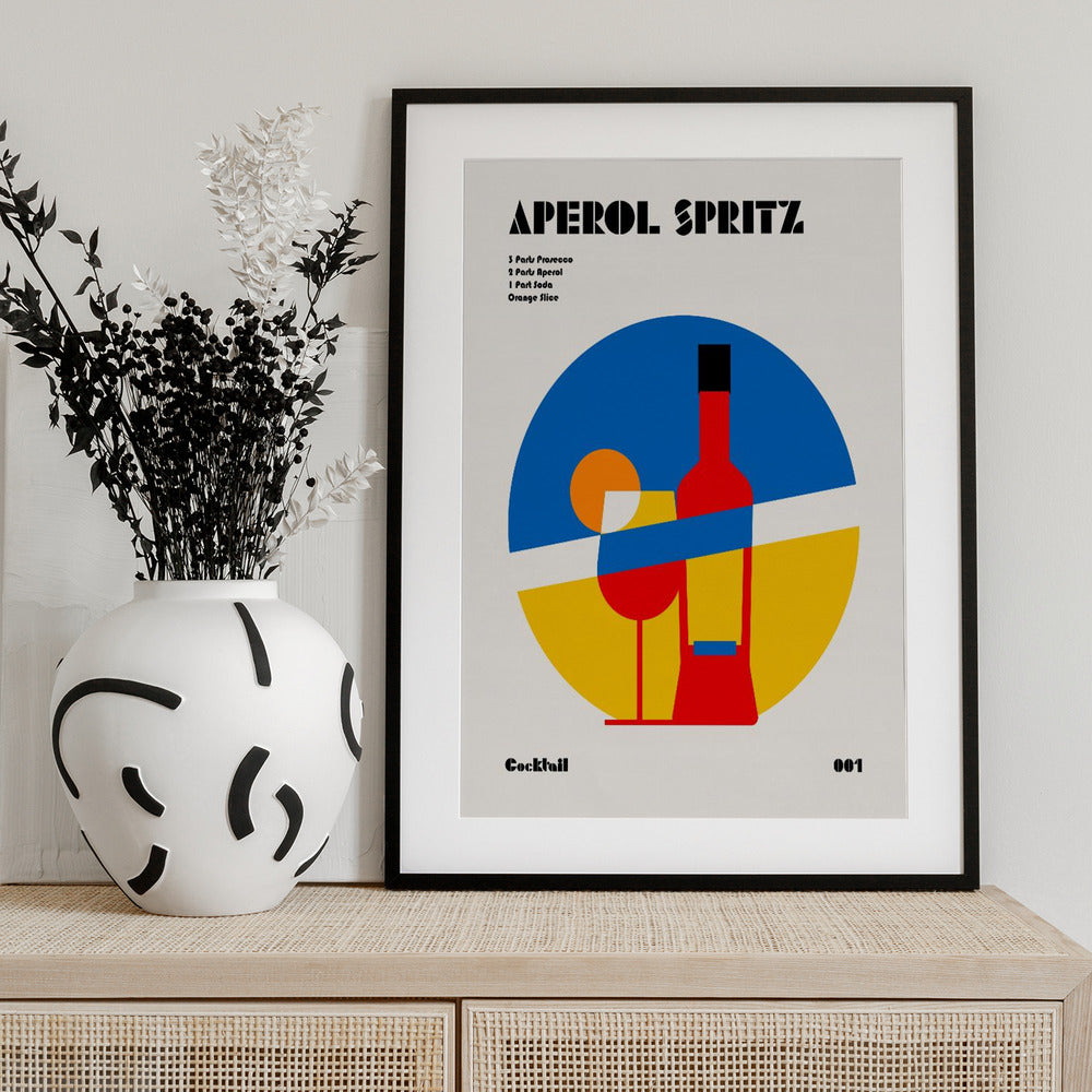 Aperol Spritz Cocktail Bauhaus Art Print - Art Print by Retrodrome