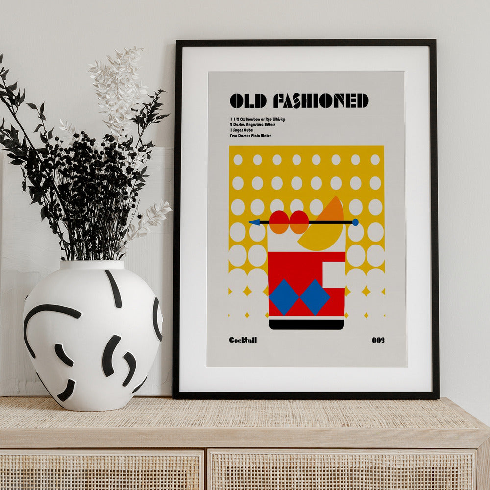 Old Fashioned Bauhaus Cocktail - Art Print by Retrodrome