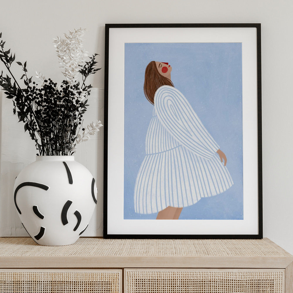 The Woman With the Blue Stripes - Art Print by Bea Müller