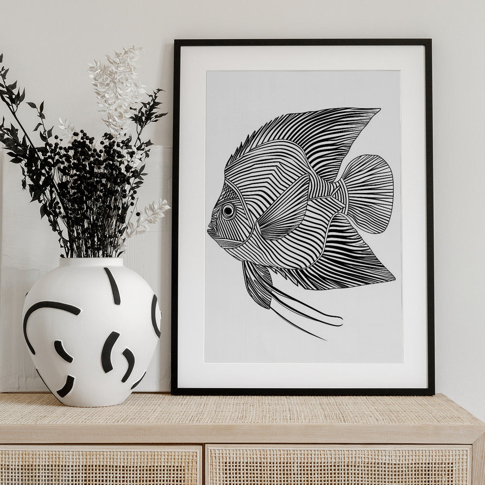 Lines art Fish - Art Print by Justyna Jaszke
