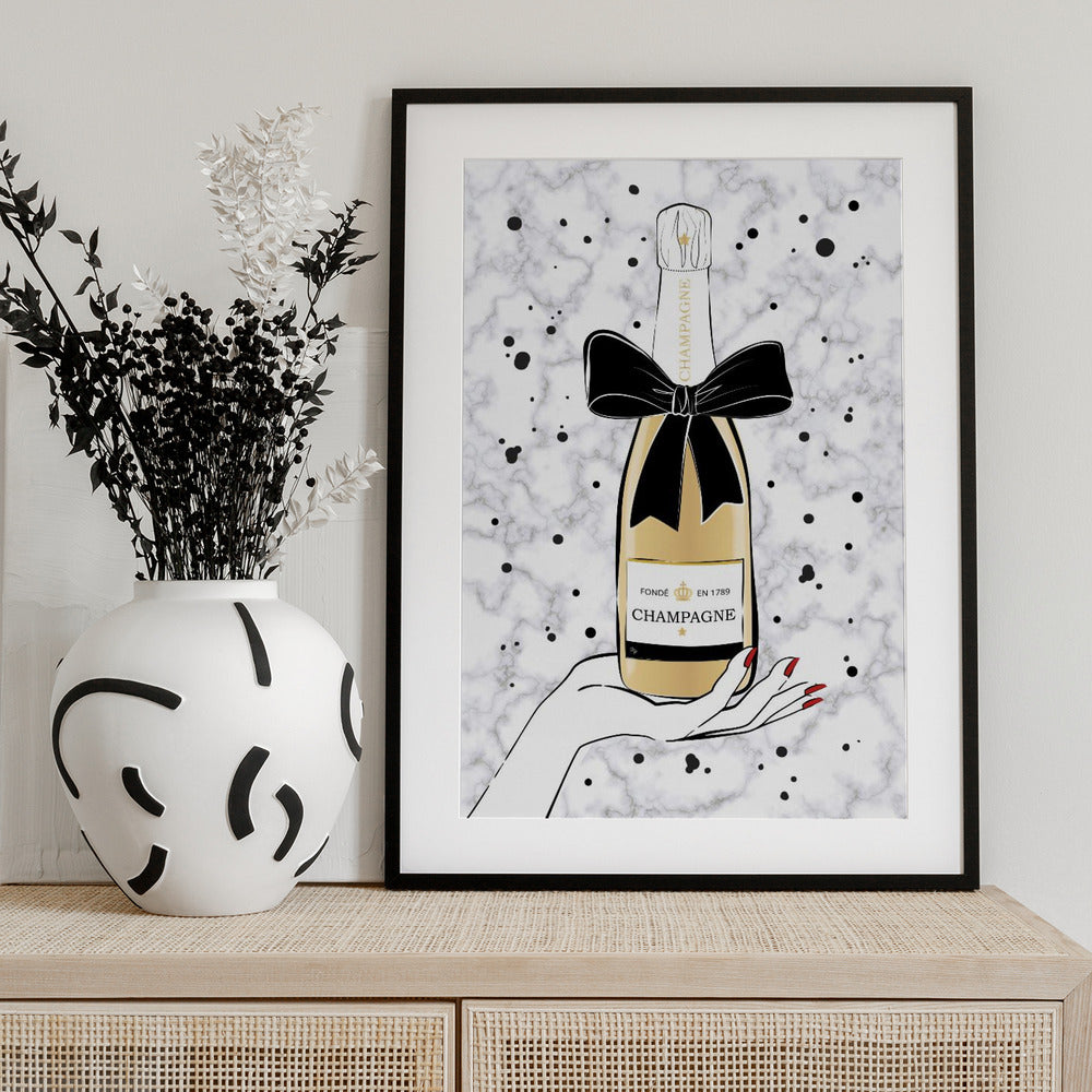 Holding Champagne - Art Print by Martina