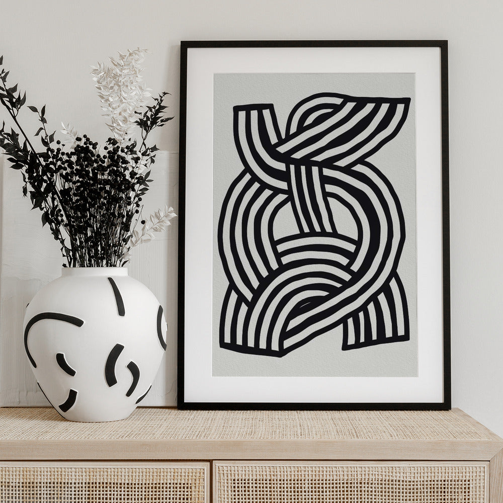 Mid Century Modern Abstract line Art Painting - Art Print by Little Dean