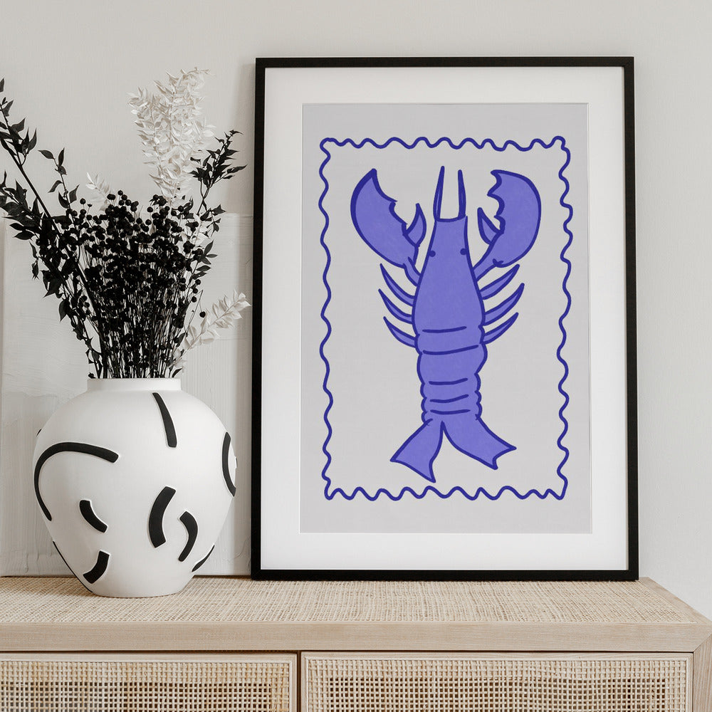 Purple Lobster Stamp - Art Print by Athene Fritsch