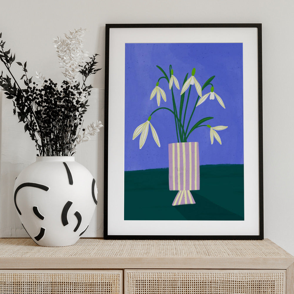Snowdrops in Stripes - Art Print by Bea Müller