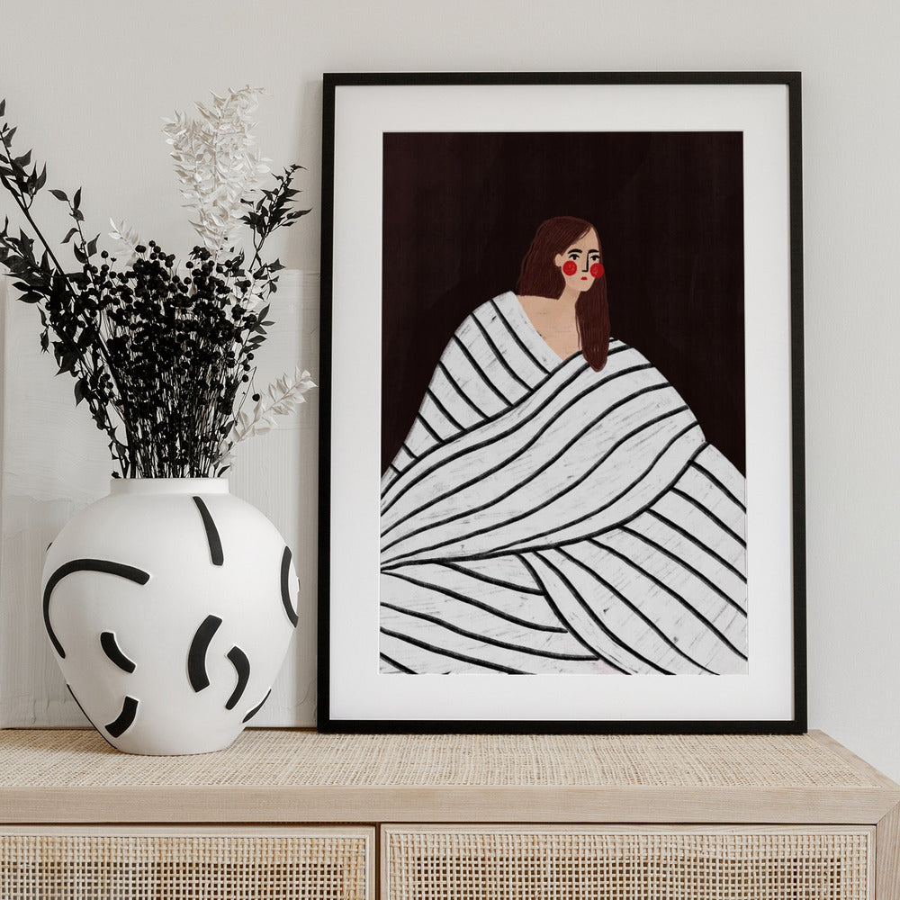 The Woman With Black and White Stripes - Art Print by Bea Müller