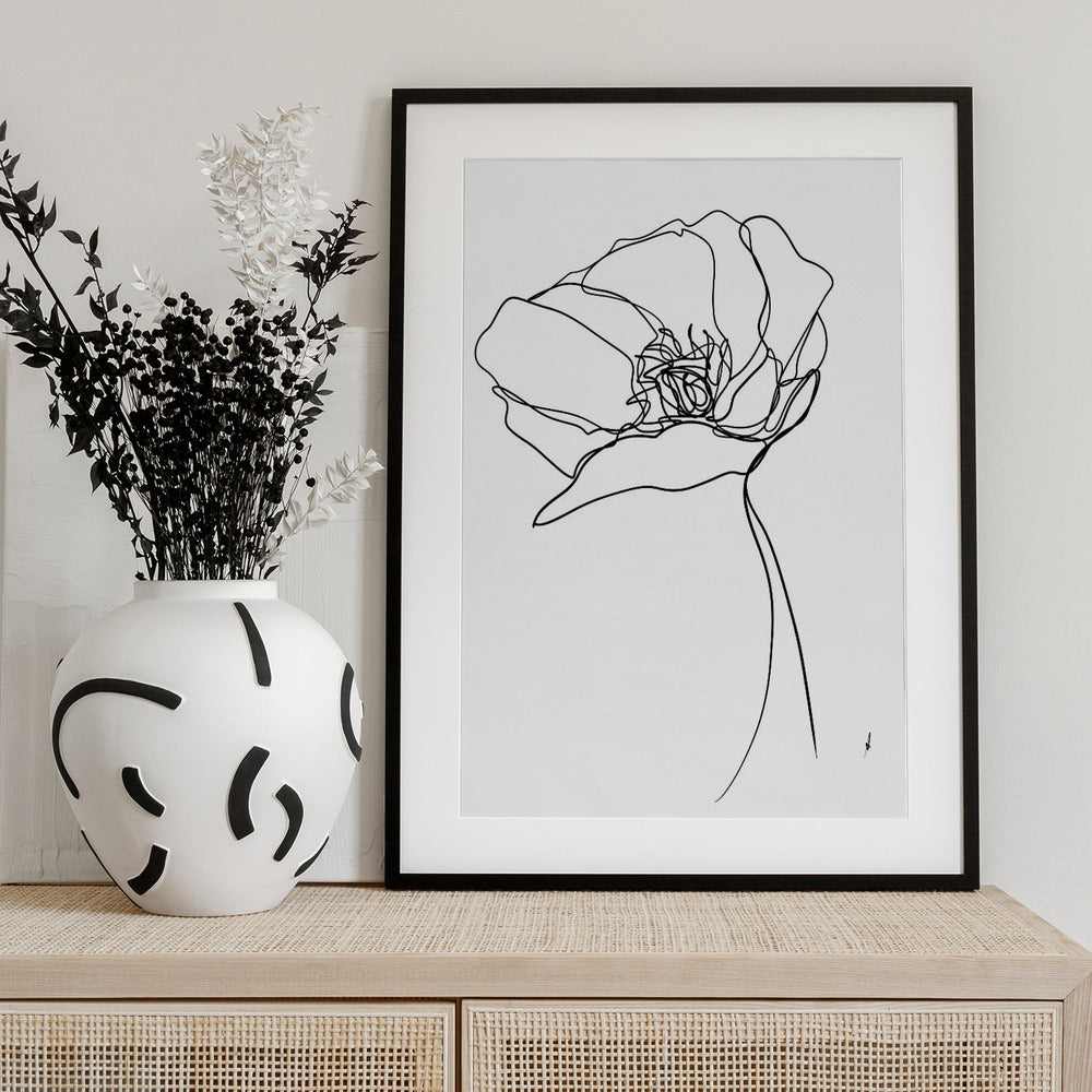 Poppy in One Line - Art Print by Ankie Kooi