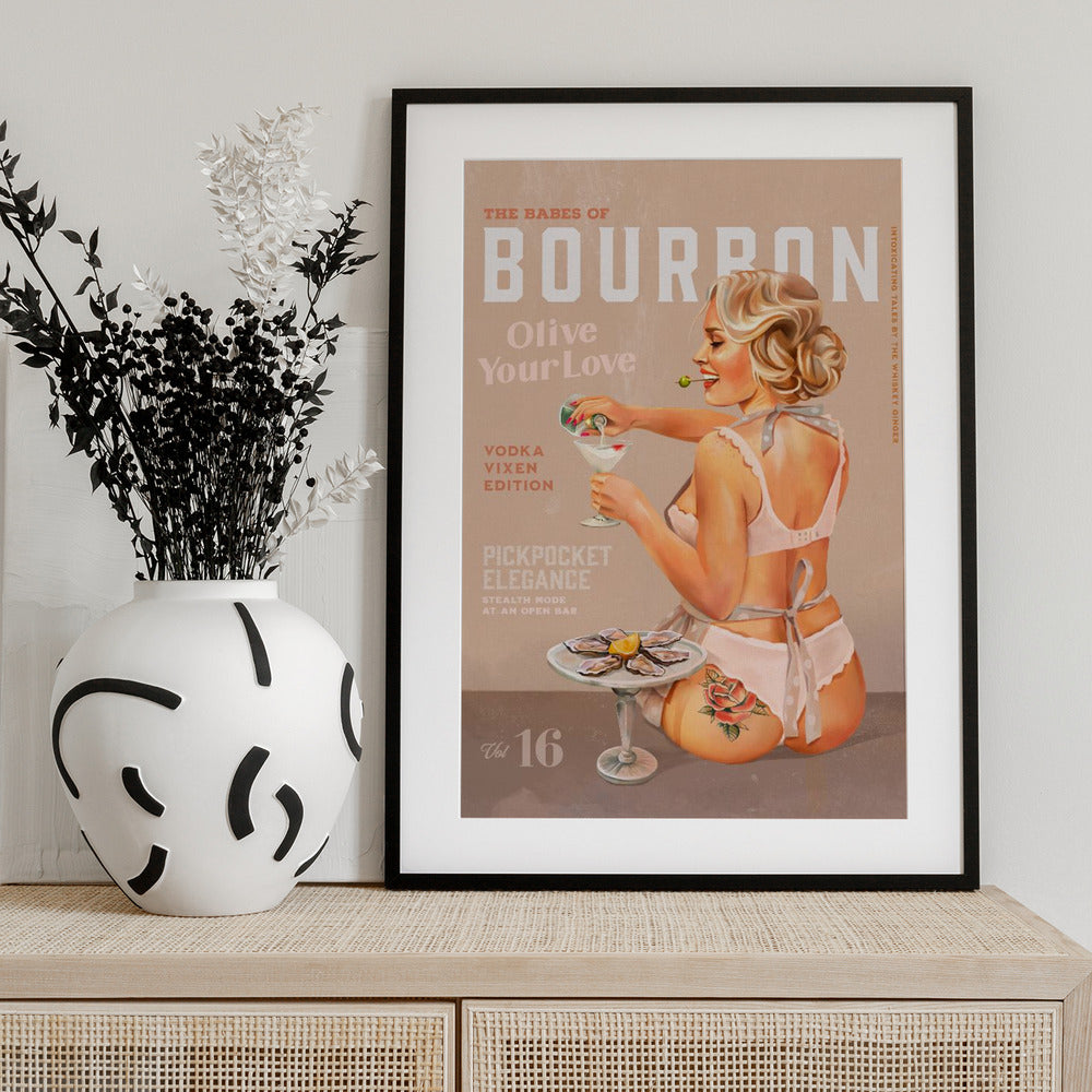 Bourbon Babe Vol 16 Vintage Vodka Martini Pin Up Girl - Art Print by The Whiskey Ginger