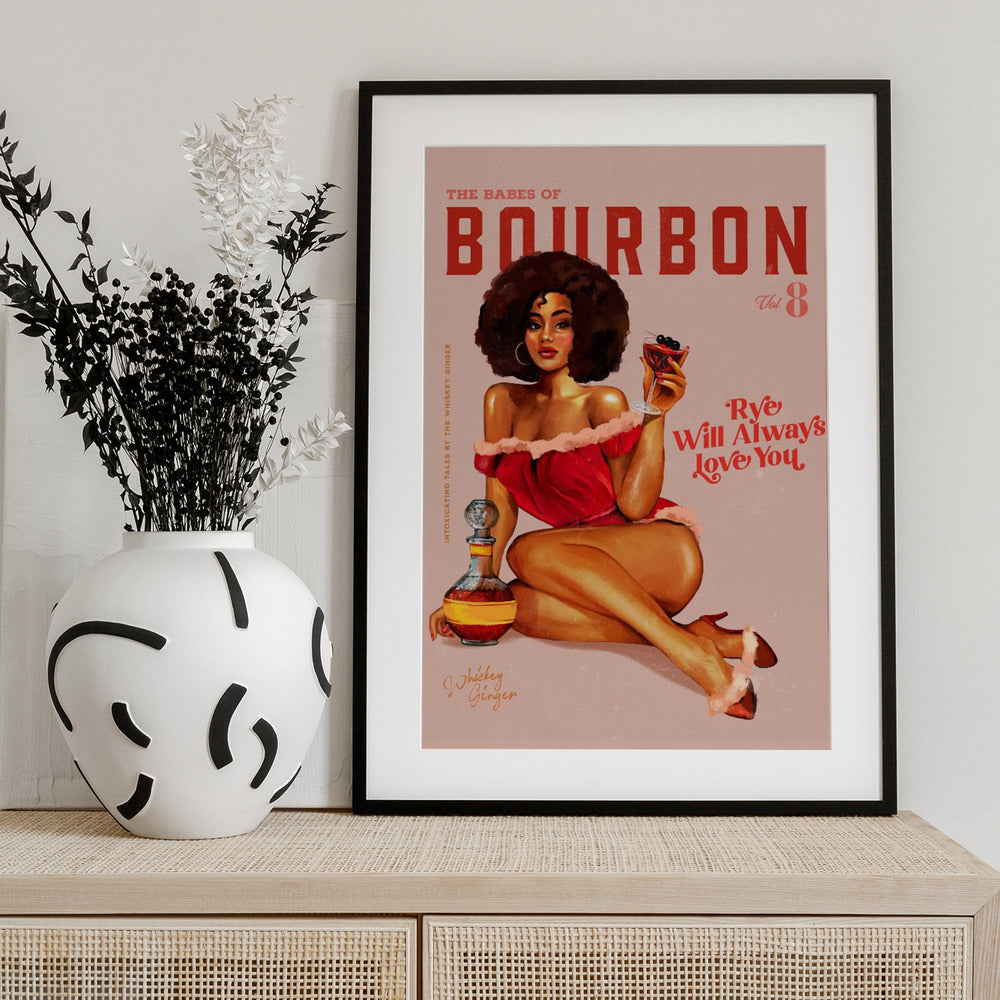 Babes of Bourbon Vol 8 Vintage Pinup Girl With Afro - Art Print by The Whiskey Ginger