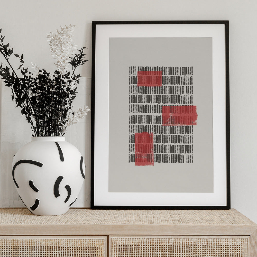 Crimson Grids - Art Print by THE MIUUS STUDIO