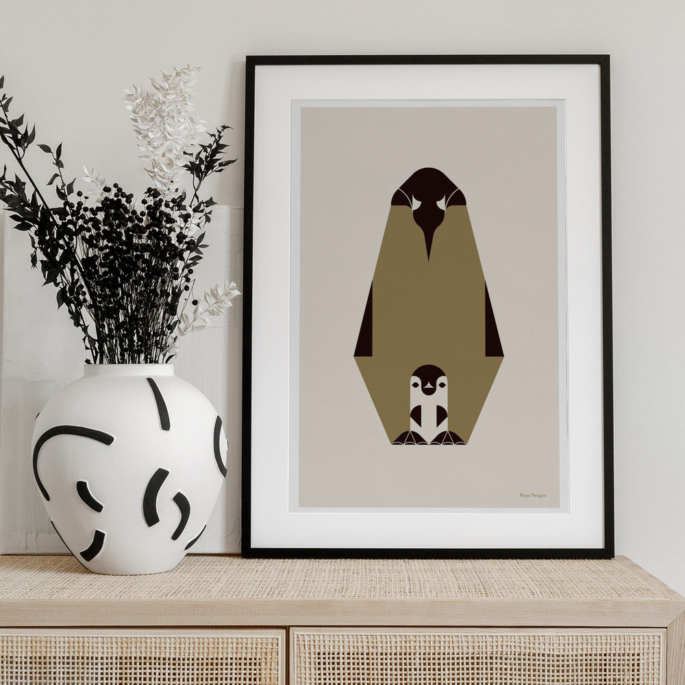 Golden Animals - Royal Penguin (white) - Art Print by Studio Soleil