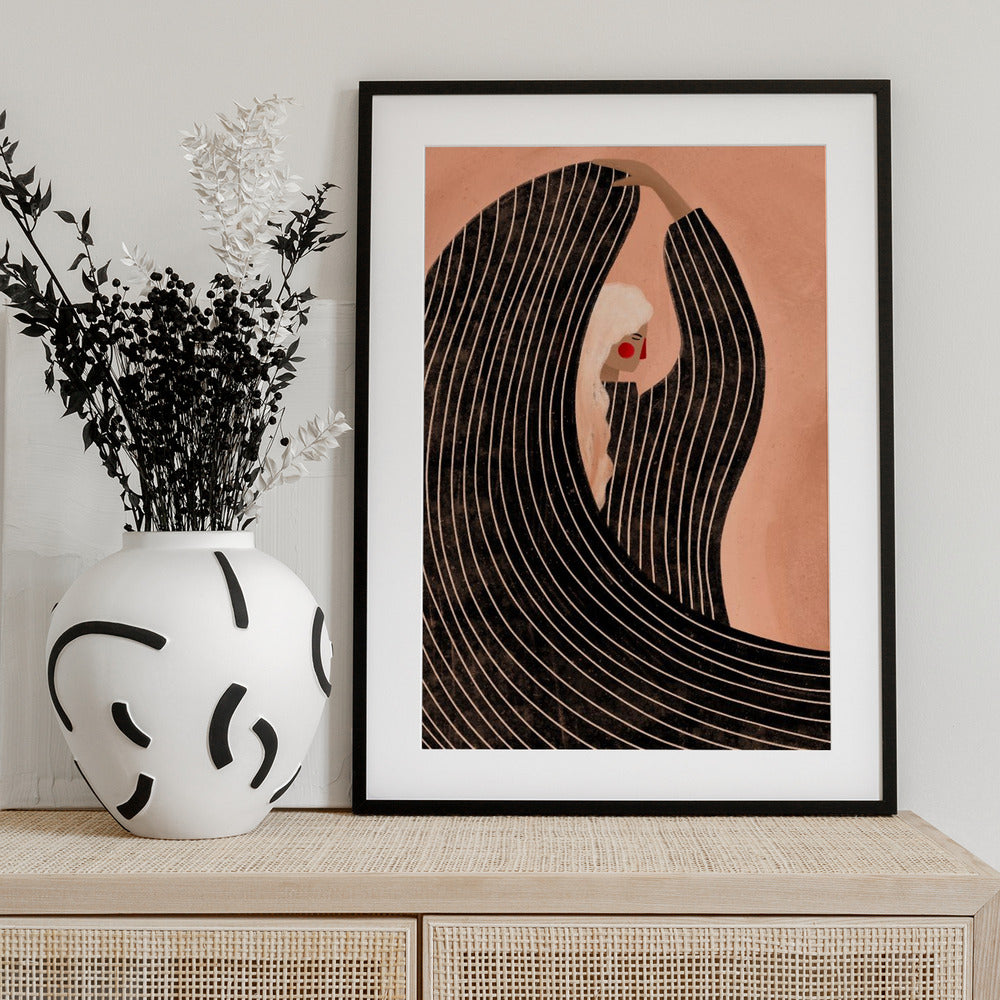 The Woman With the Black Dress - Art Print by Bea Müller
