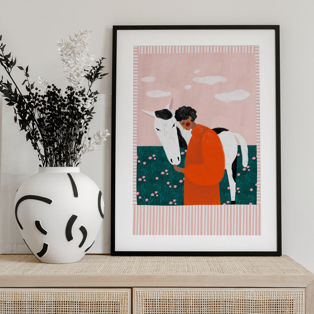 Vibrant Girl and Horse - Art Print by Bea Müller