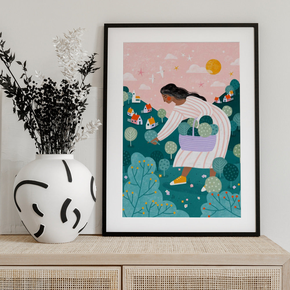 A Woman Tree Picking - Art Print by Bea Müller