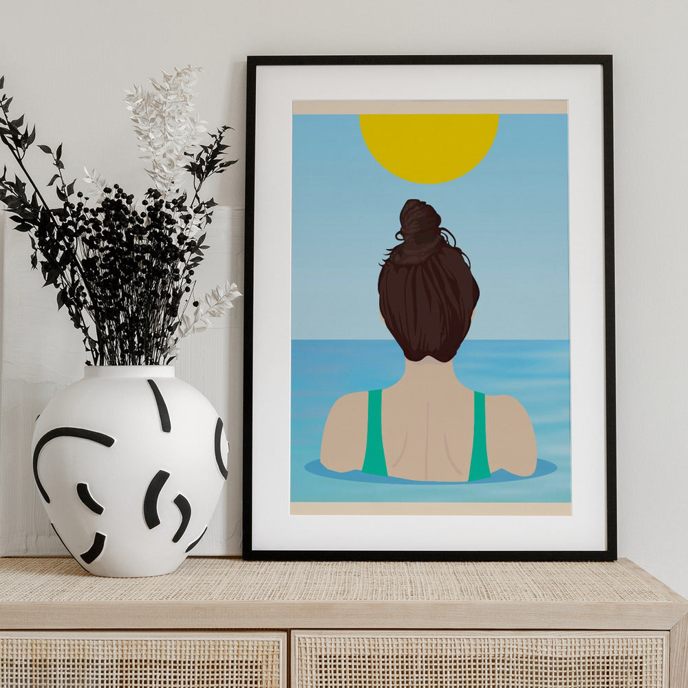 Into Water (Brunette) - Art Print by WallChart Art Studio