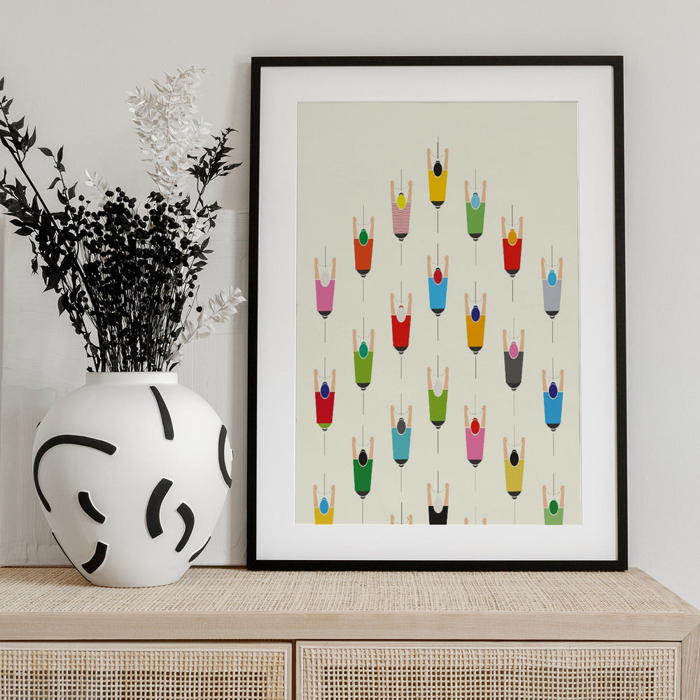 Leading the Pack Cycling Art Print - Art Print by WallChart Art Studio