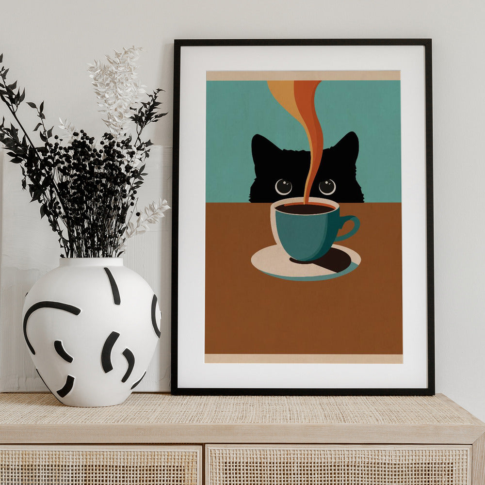 Cat & Coffee - Art Print by WallChart Art Studio