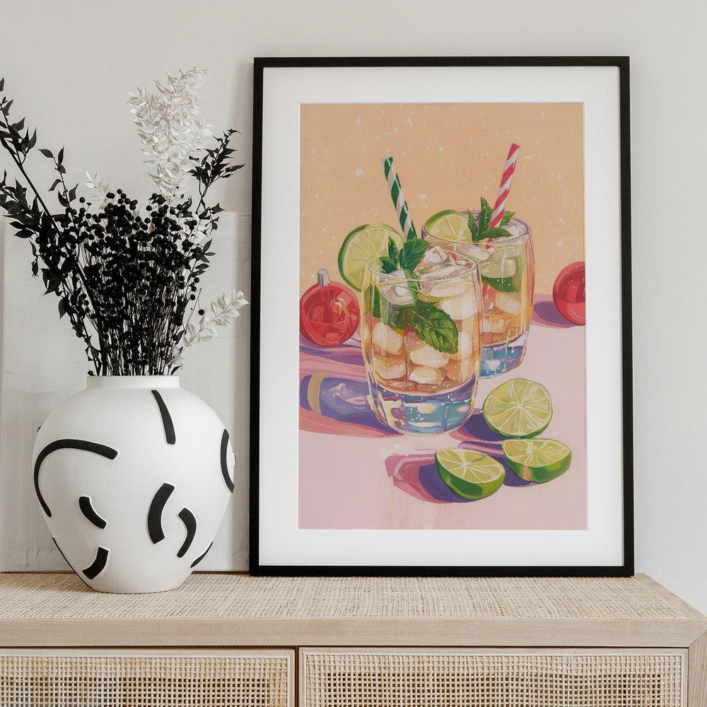 Mojito Summer Cocktails with Lime and Mint - Art Print by Melloi Art Prints