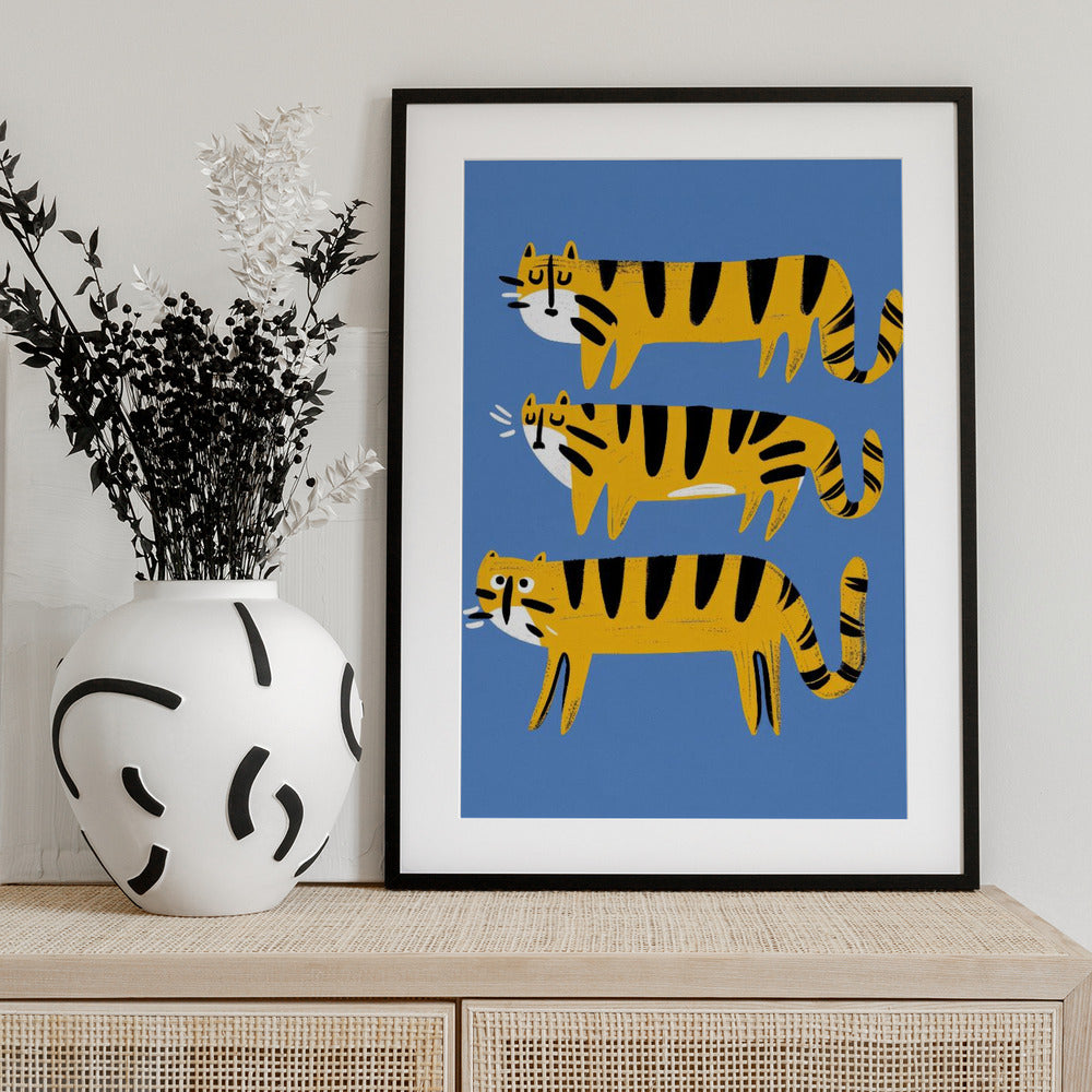 Tiger Trio Parade - Art Print by Treechild