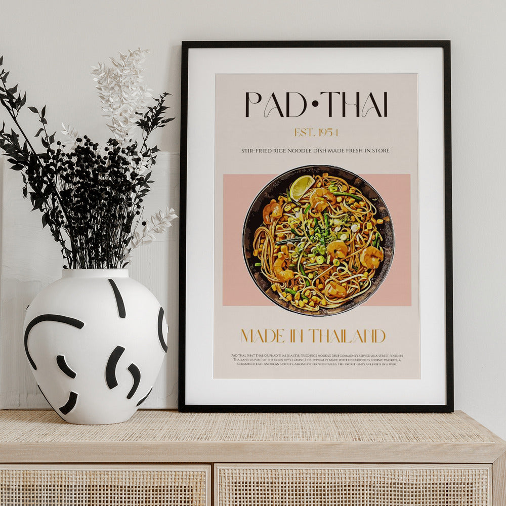 Elegant Illustration of Pad Thai - Art Print by Nazma Khokhar