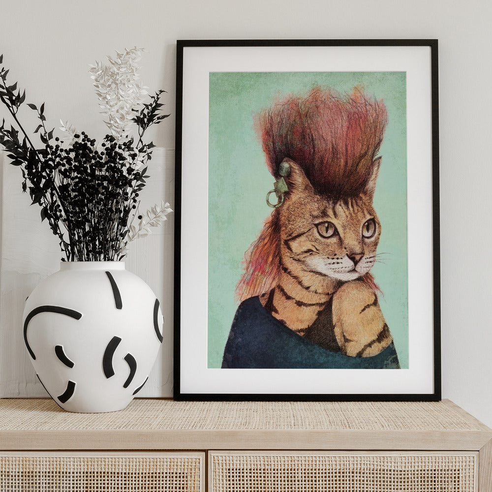 Stylish Tabby Cat - Art Print by Mike Koubou